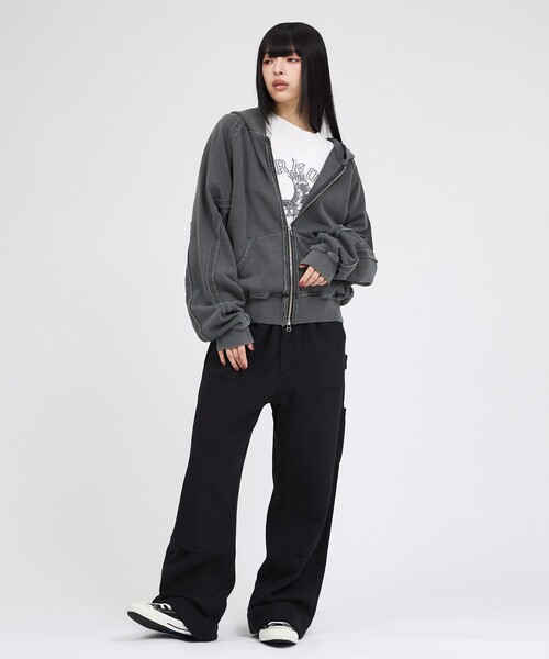 JIEDA（ジエダ）の「【RUSSELL×jieDa】 Campus Sweat Zip Hoodie / スウェット ジップフーディー / ユニセックス / コラボ（パーカー・メンズ・ブラック/レッド/グレー・M/XL/L）」の15枚目の写真