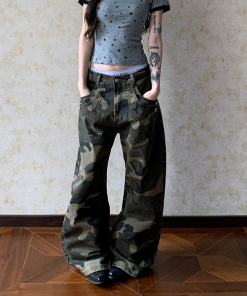 Ritzy(リッツィー)の「カモフラージュ柄 ワイドカーゴパンツ(カーゴパンツ・レディース・カモフラージュ・S/M/L/XL)」の5枚目の写真