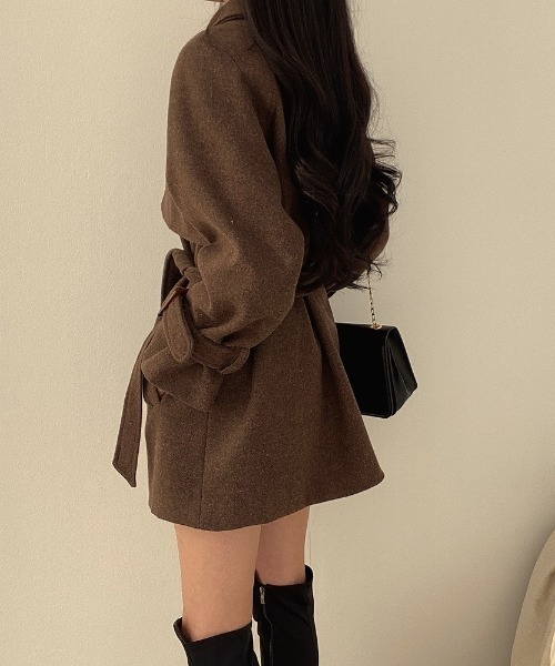 YUGA（ユーガ）の「YUGA_YGMC　　Korean-style　Wool-look trench coat（ステンカラーコート・レディース・ブラウン/ライトグレー・FREE）」の17枚目の写真