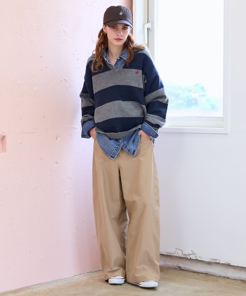GLOBAL WORK(グローバルワーク)の「【BEVERLY HILLS POLO CLUB】襟付きラガーニット/685514(ニット/セーター・レディース・アイボリー/グレー・SMALL/LARGE/MEDIUM)」の4枚目の写真