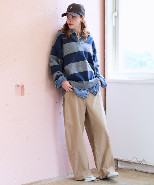 GLOBAL WORK(グローバルワーク)の「【BEVERLY HILLS POLO CLUB】襟付きラガーニット/685514(ニット/セーター・レディース・アイボリー/グレー・SMALL/LARGE/MEDIUM)」の5枚目の写真