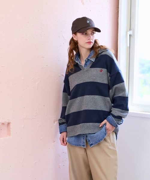 GLOBAL WORK(グローバルワーク)の「【BEVERLY HILLS POLO CLUB】襟付きラガーニット/685514(ニット/セーター・レディース・アイボリー/グレー・SMALL/LARGE/MEDIUM)」の7枚目の写真