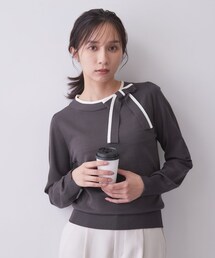 バイカラーサイドリボンニット【洗濯機OK／坑ピル】
