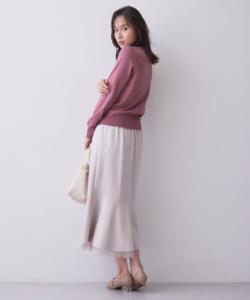 index(インデックス)の「バイカラーサイドリボンニット【洗濯機OK/坑ピル】(ニット/セーター・レディース・ベージュ系その他7/チャコール/ピンク系9・42/40/38/36)」の11枚目の写真