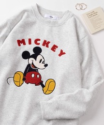 Disney（ディズニー）の「【71】【Disney/ディズニー】ミッキーマウス ミニーマウス クルーネック スウェット/トレーナー/サガラ刺繍/サテンアップリケ/キャラクター/BOXシルエット/裏起毛/レディース（S)（スウェット）」