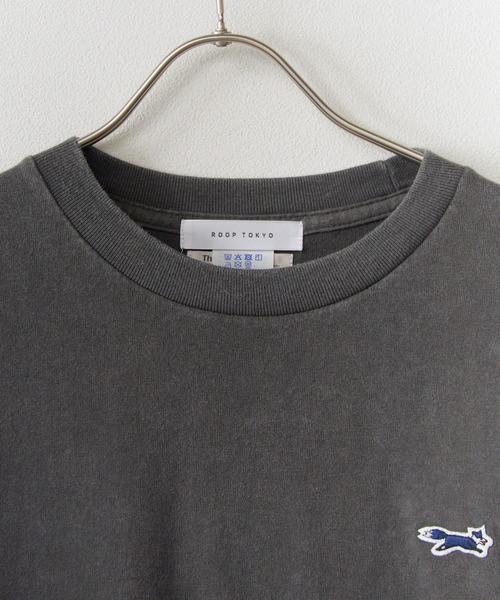 仿舊加工品牌Logo狐狸刺繡長袖T恤