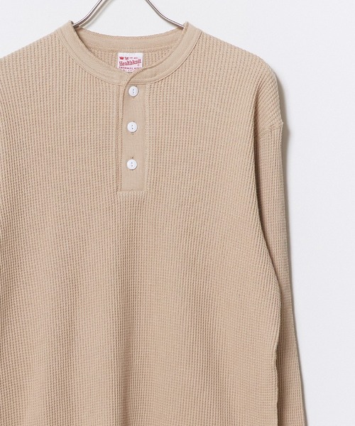 Healthknit(ヘルスニット)の「Healthknit/ヘルスニット LONG SLEEVE HENLEY NECK ロング スリーブ ヘンリー ネック ロンT スリーボタン カジュアル ミニマル ヴィンテージライク メンズ レディース 2026秋冬 秋服 冬服(Tシャツ/カットソー・メンズ・オフホワイト/ブラック/ベージュ・M/L/XL)」の3枚目の写真