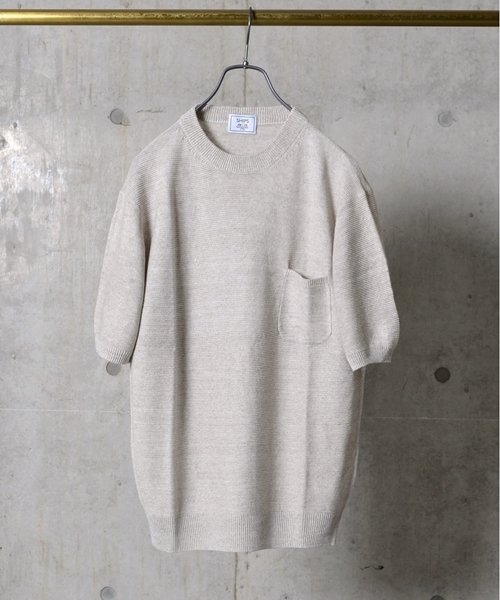 SHIPS(シップス)の「SC: SHIPS(シップス) "SAFILIN" リネン ニット Tシャツ■(ニット/セーター・メンズ・オレンジ/ネイビー/オリーブ/ベージュ/グレー/ホワイト・LARGE/MEDIUM/SMALL/X-LARGE)」の3枚目の写真
