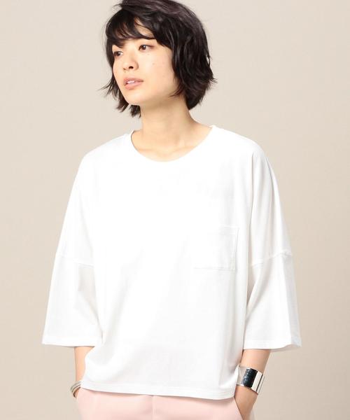 BEAUTY&YOUTH UNITED ARROWS（ビューティーアンドユースユナイテッドアローズ）の「BY ドライコットンビッグドルマン6分袖カットソー◆（Tシャツ/カットソー・レディース・ホワイト/ナチュラル/ネイビー・FREE）」の16枚目の写真