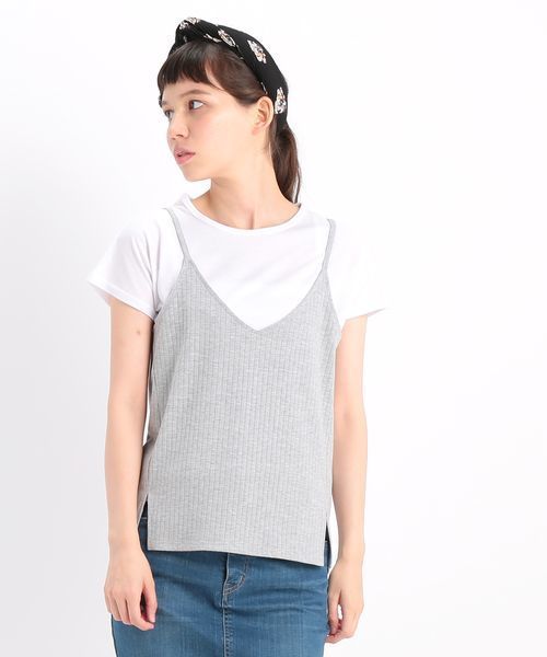 ROPE' PICNIC（ロペピクニック）の「ワイドテレコキャミソールセット（キャミソール・レディース・グレー/ブラック/カーキ/ダークブラウン・38）」の3枚目の写真