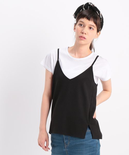 ROPE' PICNIC（ロペピクニック）の「ワイドテレコキャミソールセット（キャミソール・レディース・グレー/ブラック/カーキ/ダークブラウン・38）」の2枚目の写真