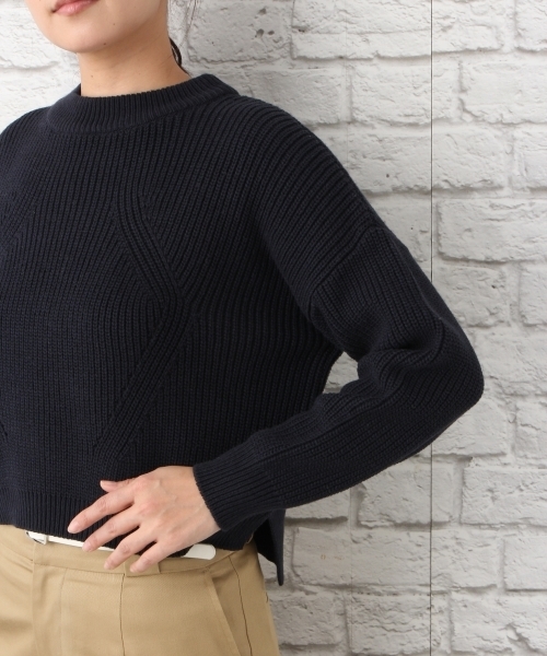 LEPSIM（レプシィム）の「5Gクロプドカタアゼプルオーバー 748904（ニット/セーター・レディース・ベージュ/ダークネイビー/レッド・FREE）」の8枚目の写真