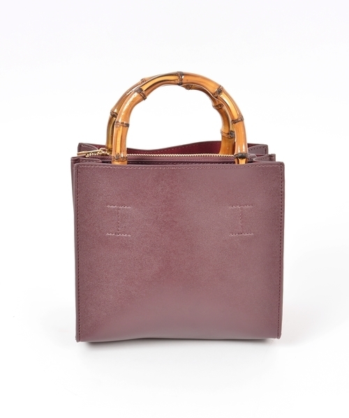 Khaju(カージュ)の「Khaju:バンブーハンドルトート◇(ハンドバッグ・レディース・ブラック/パープル/キャメル/ピンク/ホワイト・ONE SIZE)」の17枚目の写真