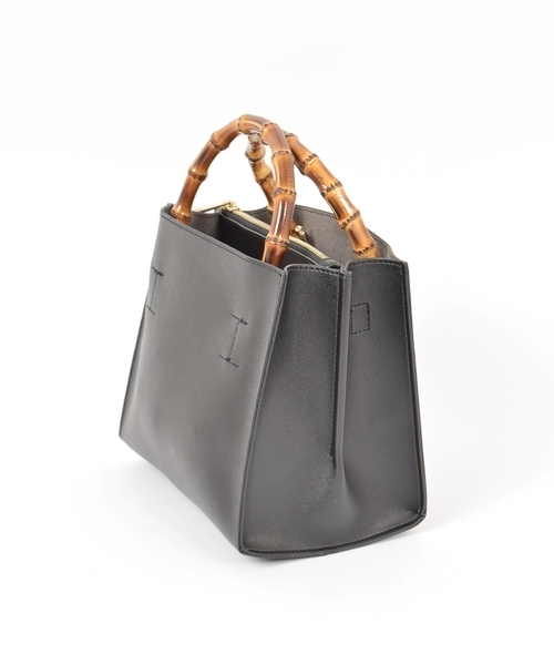 Khaju(カージュ)の「Khaju:バンブーハンドルトート◇(ハンドバッグ・レディース・ブラック/パープル/キャメル/ピンク/ホワイト・ONE SIZE)」の16枚目の写真