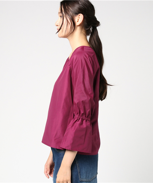 KiwaSylphy（キワシルフィー）の「typewriter flare sleeve LBL（シャツ/ブラウス・レディース・ピンク/ブラウン・FREE）」の3枚目の写真