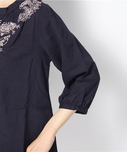 coen（コーエン）の「刺繍エンブロイダリースキッパーチュニック（チュニック・レディース・ホワイト/ネイビー・フリー）」の6枚目の写真