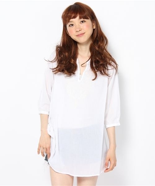 coen（コーエン）の「刺繍エンブロイダリースキッパーチュニック（チュニック・レディース・ホワイト/ネイビー・フリー）」の8枚目の写真