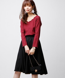 natural couture | スカラップ2WAYテレコT(Tシャツ/カットソー)