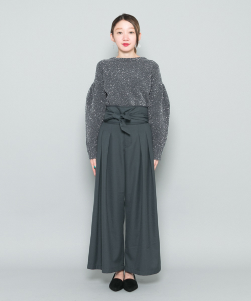 SENSE OF PLACE by URBAN RESEARCH（センスオブプレイスバイアーバンリサーチ）の「ラメモールボリュームスリーブセーター（ニット/セーター・レディース・ベージュ/グレー・FREE）」の7枚目の写真