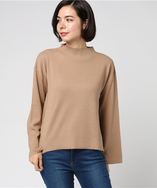 earth music&ecology（アースミュージックアンドエコロジー）の「ボトルネックハーフミラノニットプルオーバー（ニット/セーター・レディース・ブラック/ダークグリーン/ネイビー/グレー/アイボリー/キャメル・FREE）」の6枚目の写真