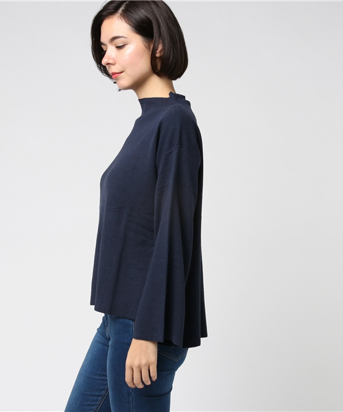 earth music&ecology（アースミュージックアンドエコロジー）の「ボトルネックハーフミラノニットプルオーバー（ニット/セーター・レディース・ブラック/ダークグリーン/ネイビー/グレー/アイボリー/キャメル・FREE）」の10枚目の写真