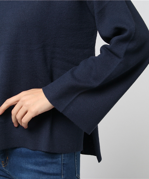 earth music&ecology（アースミュージックアンドエコロジー）の「ボトルネックハーフミラノニットプルオーバー（ニット/セーター・レディース・ブラック/ダークグリーン/ネイビー/グレー/アイボリー/キャメル・FREE）」の11枚目の写真