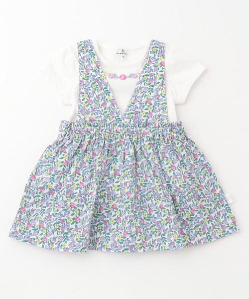 組曲 クミキョク の Baby ブロードフラワープリント スムース ワンピース カットソー付き ワンピース Wear