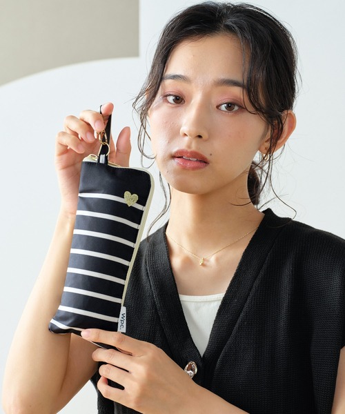 ハート刺繍ボーダーゴールドmini（折りたたみ傘）｜Wpc