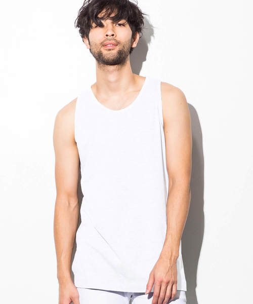 AZbyjunhashimoto_（エーゼイバイジュンハシモト）の「AZ by junhashimoto(エーゼイ バイ ジュンハシモト)ロング丈タンクトップ（タンクトップ・メンズ・ホワイト×ブラック/ブラック/ホワイト/トップグレー・SMALL/MEDIUM/LARGE/X-LARGE）」の8枚目の写真