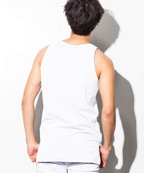 AZbyjunhashimoto_（エーゼイバイジュンハシモト）の「AZ by junhashimoto(エーゼイ バイ ジュンハシモト)ロング丈タンクトップ（タンクトップ・メンズ・ホワイト×ブラック/ブラック/ホワイト/トップグレー・SMALL/MEDIUM/LARGE/X-LARGE）」の10枚目の写真