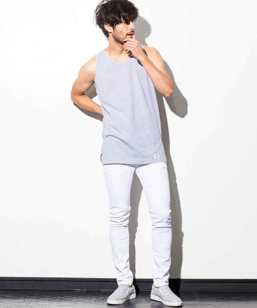 AZbyjunhashimoto_（エーゼイバイジュンハシモト）の「AZ by junhashimoto(エーゼイ バイ ジュンハシモト)ロング丈タンクトップ（タンクトップ・メンズ・ホワイト×ブラック/ブラック/ホワイト/トップグレー・SMALL/MEDIUM/LARGE/X-LARGE）」の14枚目の写真