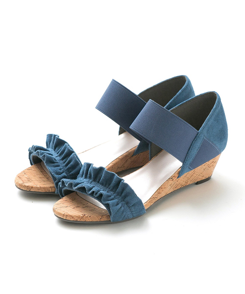 flune（フリューン）の「選べるデザイン フリル シンプル コルク巻き ミドルヒール ゴムストラップ サンダル（サンダル・レディース・グレー系その他/ブルー/グリーン系その他/マジェンタ/イエロー系その他2/ブラック/ベージュ系その他/ネイビー/ブルー系その他2/イエロー系その他/グレー/レッド系その他/グレイッシュベージュ/ブルー系その他/ブラック系その他/グリーン/その他/レオパード・SS/LL/M/L/S/3L）」の11枚目の写真