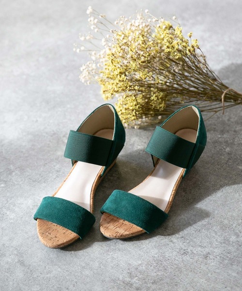 flune（フリューン）の「選べるデザイン フリル シンプル コルク巻き ミドルヒール ゴムストラップ サンダル（サンダル・レディース・グレー系その他/ブルー/グリーン系その他/マジェンタ/イエロー系その他2/ブラック/ベージュ系その他/ネイビー/ブルー系その他2/イエロー系その他/グレー/レッド系その他/グレイッシュベージュ/ブルー系その他/ブラック系その他/グリーン/その他/レオパード・SS/LL/M/L/S/3L）」の7枚目の写真