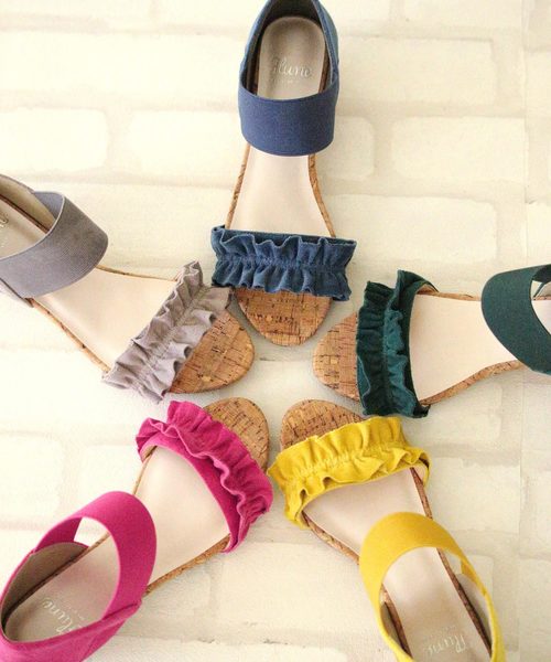 flune（フリューン）の「選べるデザイン フリル シンプル コルク巻き ミドルヒール ゴムストラップ サンダル（サンダル・レディース・グレー系その他/ブルー/グリーン系その他/マジェンタ/イエロー系その他2/ブラック/ベージュ系その他/ネイビー/ブルー系その他2/イエロー系その他/グレー/レッド系その他/グレイッシュベージュ/ブルー系その他/ブラック系その他/グリーン/その他/レオパード・SS/LL/M/L/S/3L）」の19枚目の写真