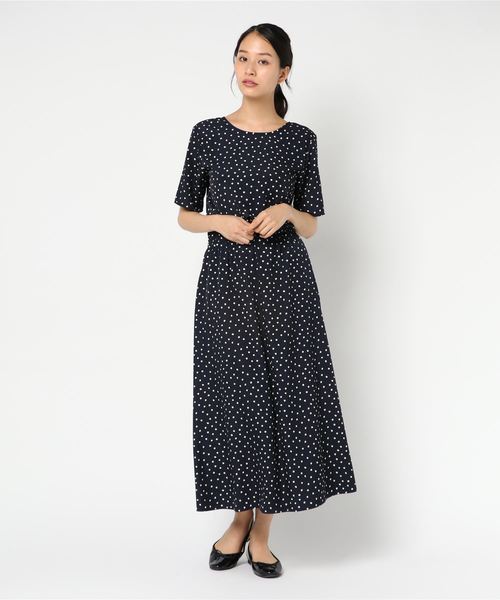 ottilie（オティーリエ）の「Aラインドット半袖ワンピース