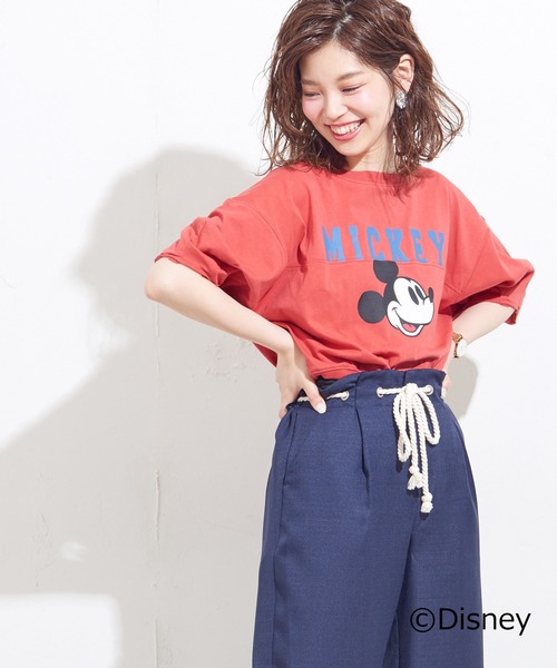 Natural Couture ナチュラルクチュール の 袖タック ミッキーロゴtシャツ Tシャツ カットソー Wear