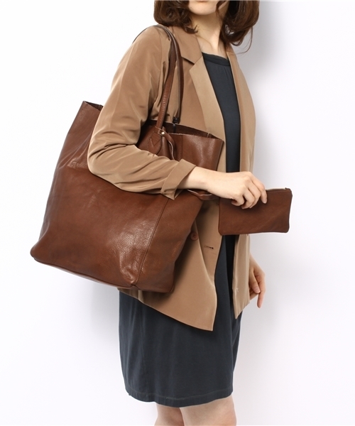 NANO universe（ナノユニバース）の「POPCORN/ポーチ付レザートート（トートバッグ・レディース・アイボリー/チョコ/ライトグレー/グレイッシュベージュ/グレー・FREE）」の11枚目の写真