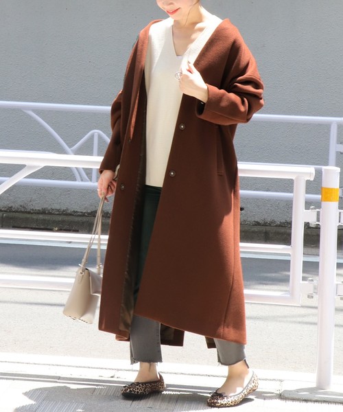 JOURNAL STANDARD（ジャーナルスタンダード）の「スーパー140ビーバーVネックコート◆（その他アウター・レディース・グレー/ブラウン/ネイビー・SMALL/MEDIUM）」の16枚目の写真