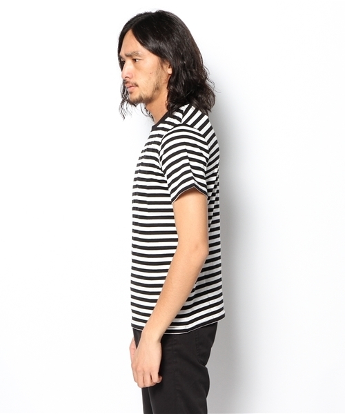 n(n) BY NUMBER (N)INE（エヌエヌバイナンバーナイン）の「ボーダーポケットTシャツ（Tシャツ/カットソー・メンズ・ブラック×ホワイト/ホワイト×グレー・2/3/4）」の3枚目の写真