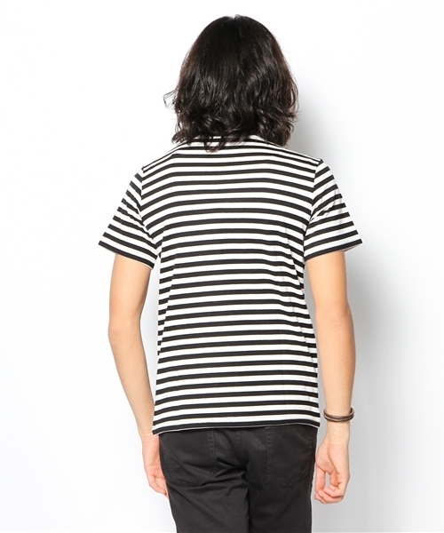 n(n) BY NUMBER (N)INE（エヌエヌバイナンバーナイン）の「ボーダーポケットTシャツ（Tシャツ/カットソー・メンズ・ブラック×ホワイト/ホワイト×グレー・2/3/4）」の4枚目の写真