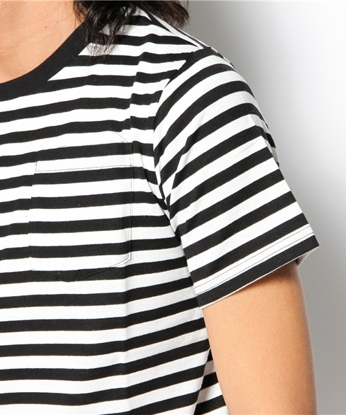 n(n) BY NUMBER (N)INE（エヌエヌバイナンバーナイン）の「ボーダーポケットTシャツ（Tシャツ/カットソー・メンズ・ブラック×ホワイト/ホワイト×グレー・2/3/4）」の6枚目の写真