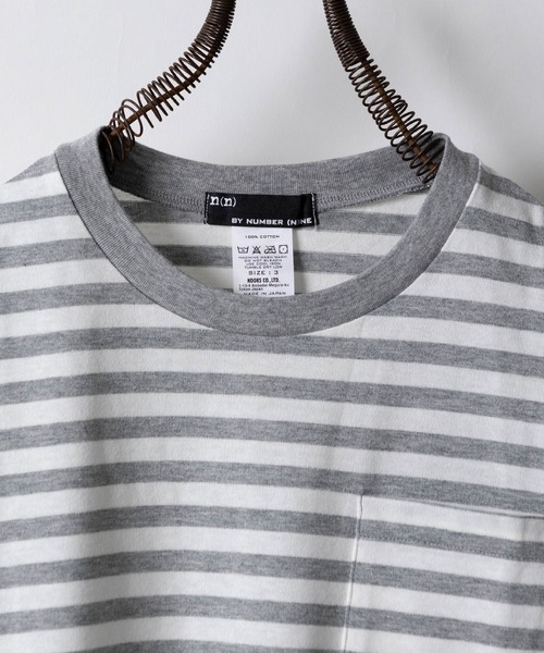 n(n) BY NUMBER (N)INE（エヌエヌバイナンバーナイン）の「ボーダーポケットTシャツ（Tシャツ/カットソー・メンズ・ブラック×ホワイト/ホワイト×グレー・2/3/4）」の15枚目の写真