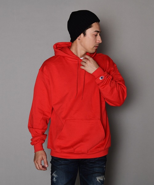 Champion(チャンピオン)の「Champion/チャンピオン ビックシルエット無地スウェットパーカー(パーカー・メンズ・チャコールグレー/ブラック/グレー/ライトグレー/グリーン/ネイビー/ロイヤルブルー/レッド/ワインレッド/ダークグリーン・S/M/L/XL/XXL)」の9枚目の写真