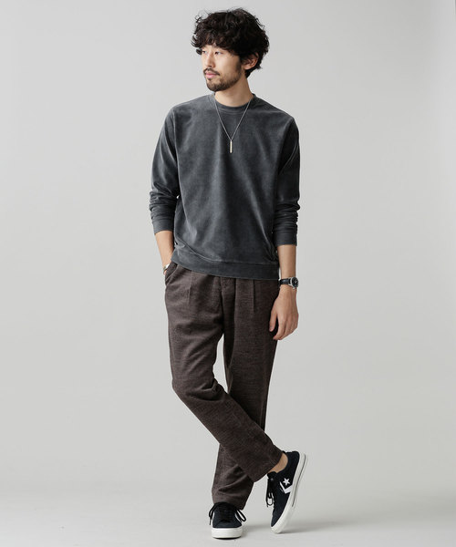 NANO universe（ナノユニバース）の「ストライプウールタックテーパードパンツ（スラックス・メンズ・ブラック/ブラウン・SMALL/MEDIUM/LARGE）」の4枚目の写真