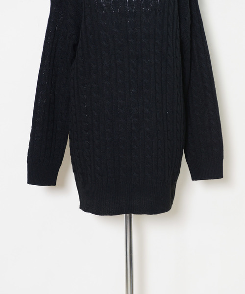 shopnikoniko(ショップニコニコ)の「オーバーサイズ ケーブル編みニット チュニック(チュニック・レディース・チャコールグレー/ブラック/ベージュ/ミックスグレー/グリーン/アイボリー/ボルドー・フリー)」の14枚目の写真