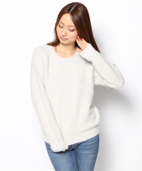 DouDou（ドゥドゥ）の「ポコポコアンゴラナイロンプルオーバー（ニット/セーター・レディース・ホワイト/イエロー/ブラック/ライトブルー・FREE）」の2枚目の写真