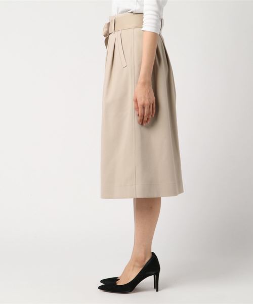 DOUBLE STANDARD CLOTHING(ダブルスタンダードクロージング)の「フルフランギャバストレッチタックスカート(スカート・レディース・ライトブルーグレー/ベージュ/イエロー・36/38)」の5枚目の写真