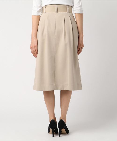 DOUBLE STANDARD CLOTHING(ダブルスタンダードクロージング)の「フルフランギャバストレッチタックスカート(スカート・レディース・ライトブルーグレー/ベージュ/イエロー・36/38)」の4枚目の写真
