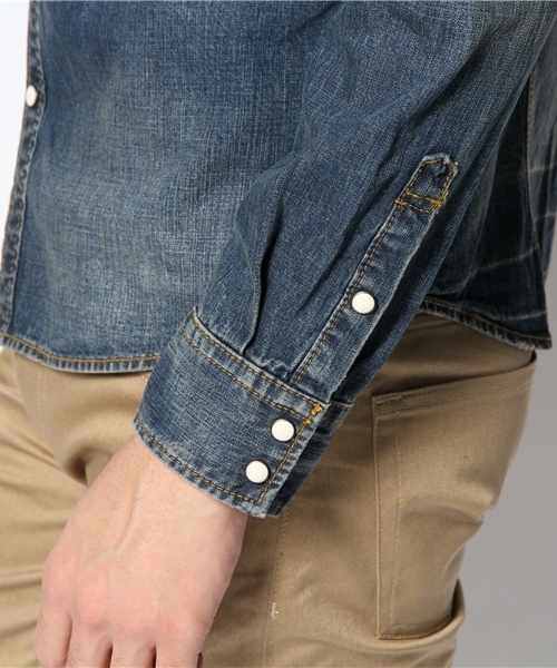 NANO universe（ナノユニバース）の「9ozヴィンテージデニムSH（シャツ/ブラウス・メンズ・サックスブルー/インディゴブルー・X-LARGE/MEDIUM/SMALL/LARGE）」の11枚目の写真