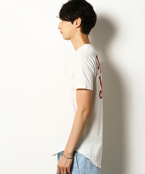 Purple&Yellow(パープルアンドイエロー)の「バックプリント ロングラウンド Tシャツ(Tシャツ/カットソー・メンズ・アイボリー/イエロー系その他/ブラック/オレンジ系その他・SMALL/X-LARGE/LARGE/MEDIUM)」の20枚目の写真